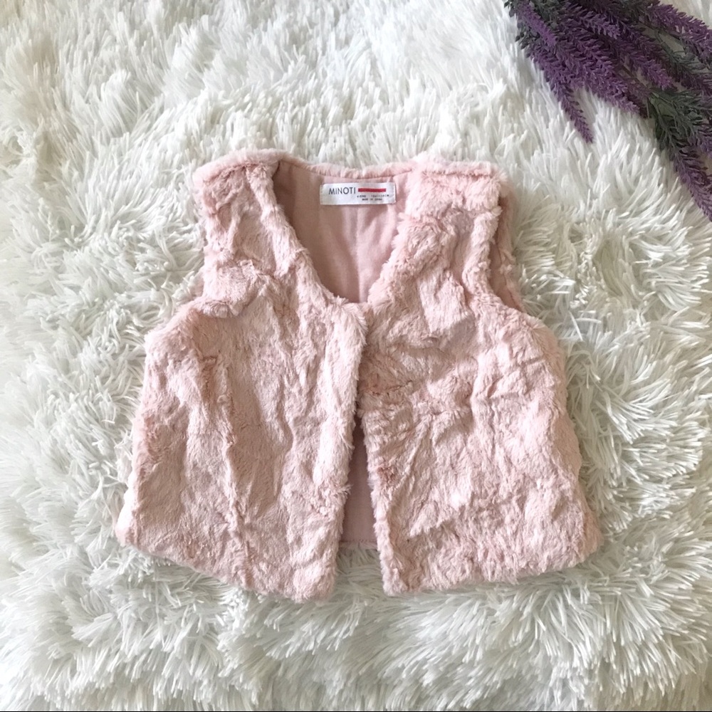 🍂 Minoti Toddler Girl Pink Faux Fur Vest 🍂